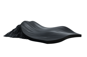 Abstract Black Wave Sculpture on Transparent Background