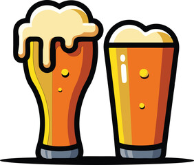 Beer Mug Icons  Vector Illustrations Of Glass With Foamy Beer Alcoholic Drink. Party Concept.