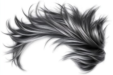 Obraz premium Realistic illustration of stylish black hair with white streaks, showcasing a unique and edgy modern hairstyle for creative expression, Generative AI