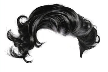 Fototapeta premium Realistic illustration of stylish black hair with white streaks, showcasing a unique and edgy modern hairstyle for creative expression, Generative AI
