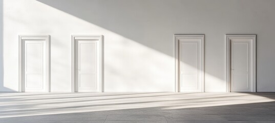 Obraz premium Elegant white doors in a minimalist interior