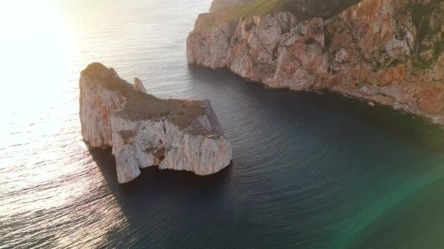 Aerial view of the Porto Flavia and Pan di Zucchero, Sardinia, Italy.