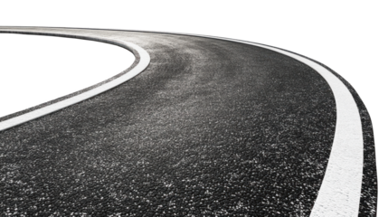 Curved Roadway on Transparent Background