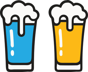 Beer Mug Icons  Vector Illustrations Of Glass With Foamy Beer Alcoholic Drink. Party Concept.
