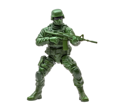 Green Toy Soldier on Transparent Background