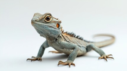 Vibrant and Colorful Lizard Set Against a Crisp White Background A Stunning Reptilian Portrait