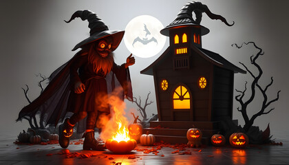 magic halloween time isolated with white highlights, png