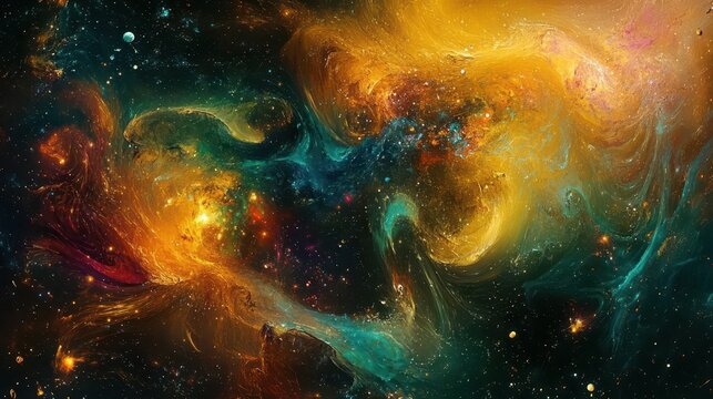 vibrant space abstract background, filled with swirling colors and cosmic patterns, creating a sense of depth and wonder, perfect for imaginative visuals and digital art