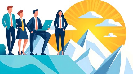 Obraz premium Business Team Success Mountain