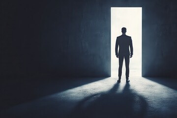 Obraz premium Person Standing in Doorway with Light