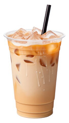 PNG Iced Latte coffee in takeaway cup drink milk white background.