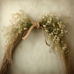 Background with sisal and flowers