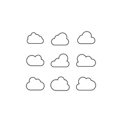 Cloud line icons. Storage solution element, databases, networking, software image, cloud and meteorology concept. line art illustration.