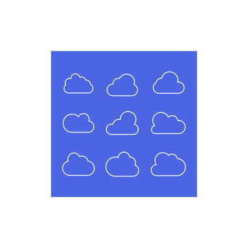 recommend clip art: Cloud line icons. Storage solution element, databases, networking, software image, cloud and meteorology concept. line art illustration.