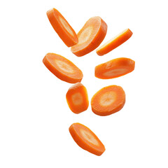 Floating Carrot Slices on Transparent Background