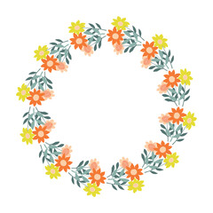 Fototapeta premium Round frame or wreath of floral elements. Vector illustration.