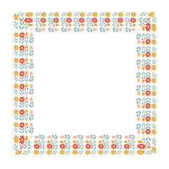 The square frame of floral elements. Vector illustration.