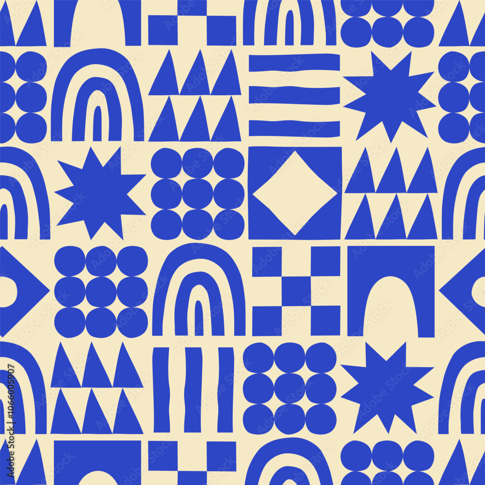 Poster fun geometric shape seamless pattern. abstract retro scandinavian style art background, trendy desig