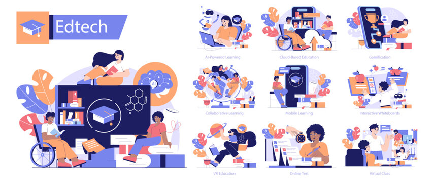 Edtech. Flat Vector Illustration