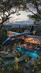 Obraz premium Modern Style Of Aeroplane Restaurant