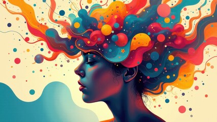 Obraz premium Conceptual representation of ADHD, capturing cognitive processes and the flow of dynamic thoughts.