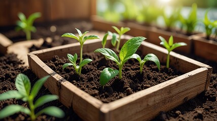 Concept of plants growing in the garden, eco concept