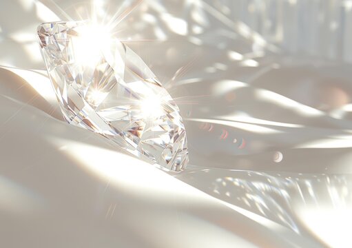 Elegant White Background with Diamond Crystal and Light Effects