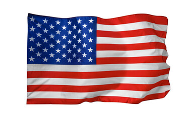 Obraz premium Flag of the United States of America. The US flag flutters in the wind. Isolated on a white background.