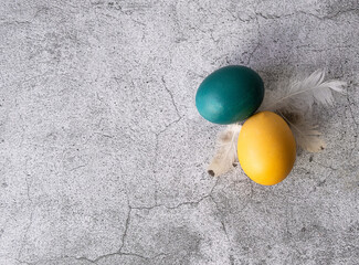 Easter eggs blue and yellow