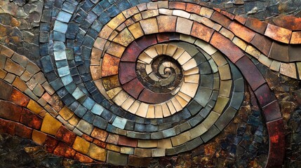 Fototapeta premium A Spiral Mosaic Pattern in Earthy Tones