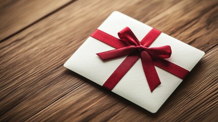 Gift card design displayed on rustic wooden surface, showcasing elegant branding and modern aesthetics, inviting creative possibilities