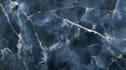 Obraz premium Close-up of dark blue marble with intricate white veins.