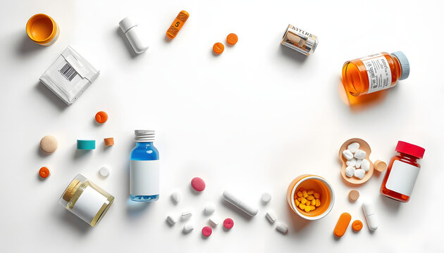 narcotic substances on white background with space for text isolated with white highlights, png