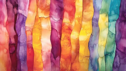 Naklejka premium Abstract Watercolor Painting with Vertical Bands of Color
