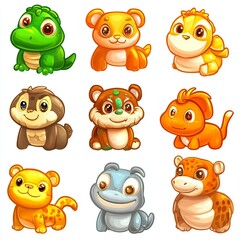 Obraz premium match game UI elements animals isolated on white background