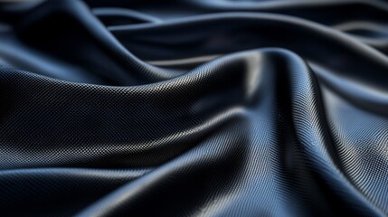 Obraz premium Close-up of Black Textured Fabric with Draped Folds