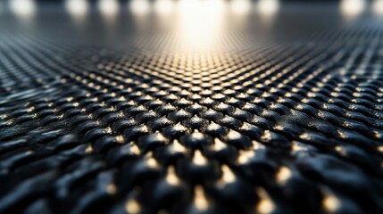 Fototapeta premium Close-up of a Black, Textured Surface with a Glowing, Blurry Background