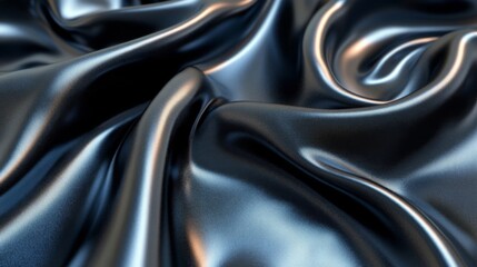 Smooth, Draped Black Satin Fabric with Subtle Highlights