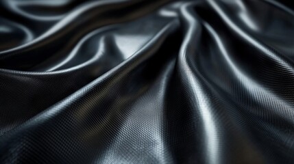 Fototapeta premium Smooth, Black, Textured Fabric Draped in Elegant Waves