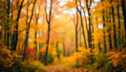 Obraz premium Fall Color Forest Bokeh isolated with white highlights, png
