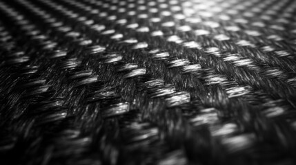 Obraz premium Black and White Close-Up of a Woven Material