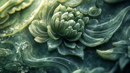 Obraz premium Intricate Jade Carving of a Delicate Flower