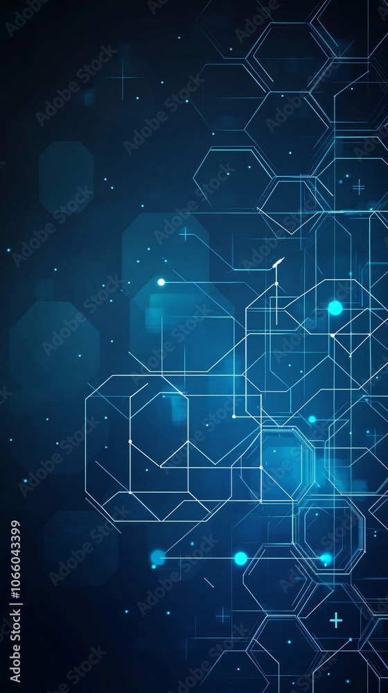 Leinwandbilder abstract background with geometric shapes and bright dots forming a network, symbolizing modern tech