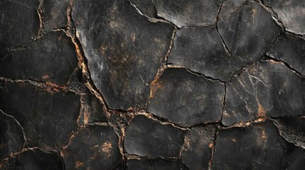 Obraz premium Cracked Black and Gold Stone Surface