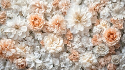 A Wall Adorned with Delicate Peach and White Flowers