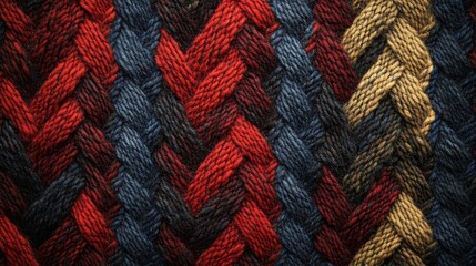 Close-up of a Multicolored Interwoven Fabric Texture