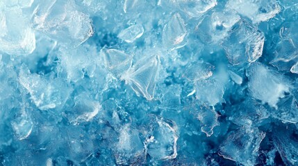 Close-up of a Collection of Icy Blue Ice Cubes