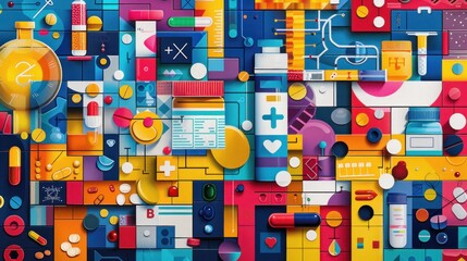Naklejka premium Colorful Abstract Pharmacy Illustration