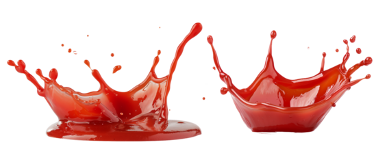 Red liquid splash in motion isolated on transparent  background  