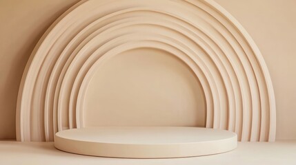 Obraz premium Minimalist 3D Render of a Circular Platform with Curved Background